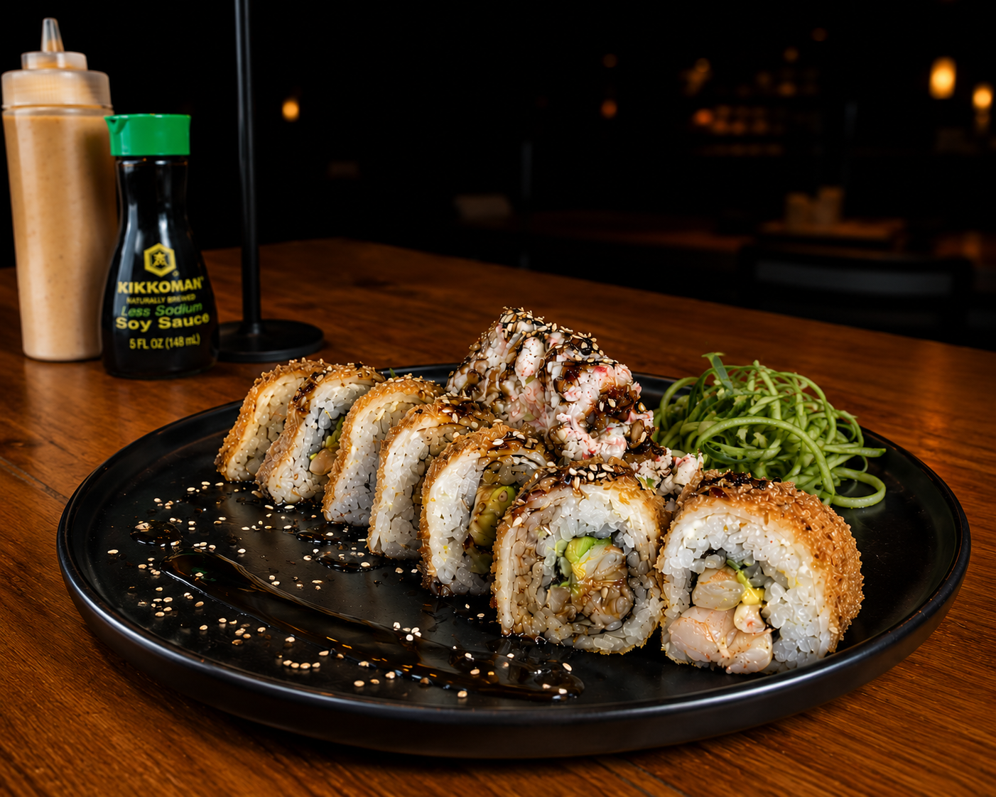 Rollo Taikai con salsa de anguila